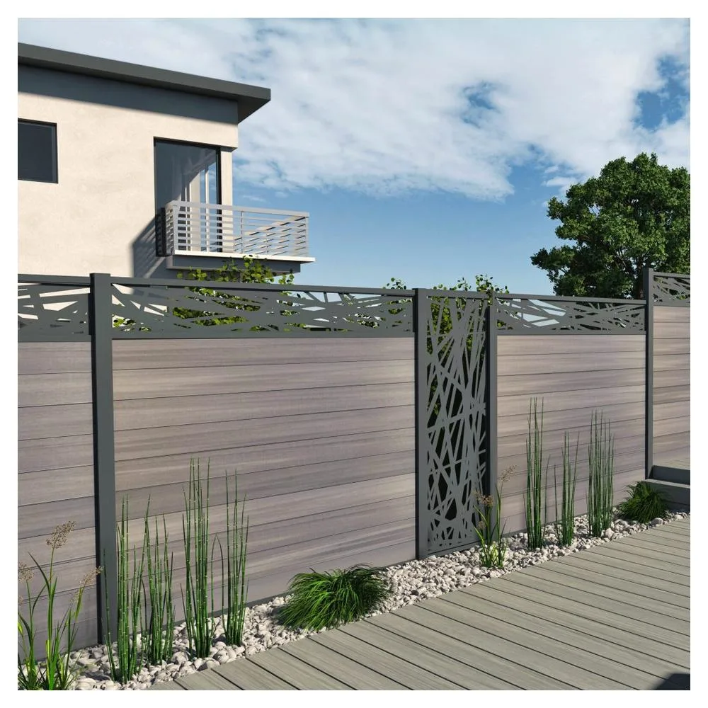 WPC Panel Fence Modern Railing Stair Wood Plastic Composite Railing